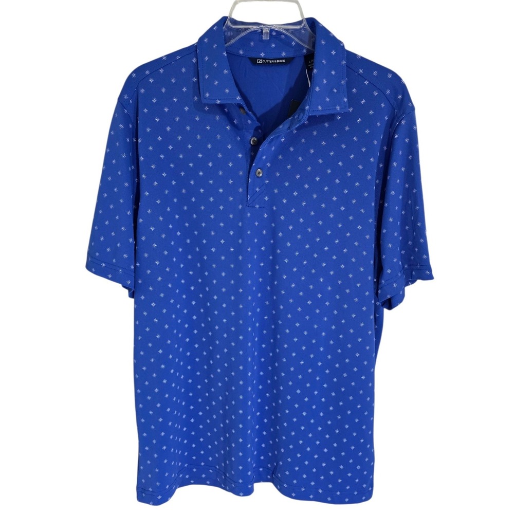Cutter & Buck Mens Eco Pique Tile Print Polo Blue Raven Golf Club L Sandestin